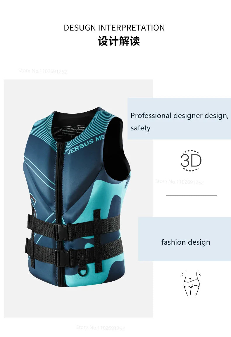 Life Jacket for Adult Water Sport Swimming Surf Raft Kayak Fishing Jet Ski Life Vest Super Buoyancy Neoprene Rescue Life Jackets