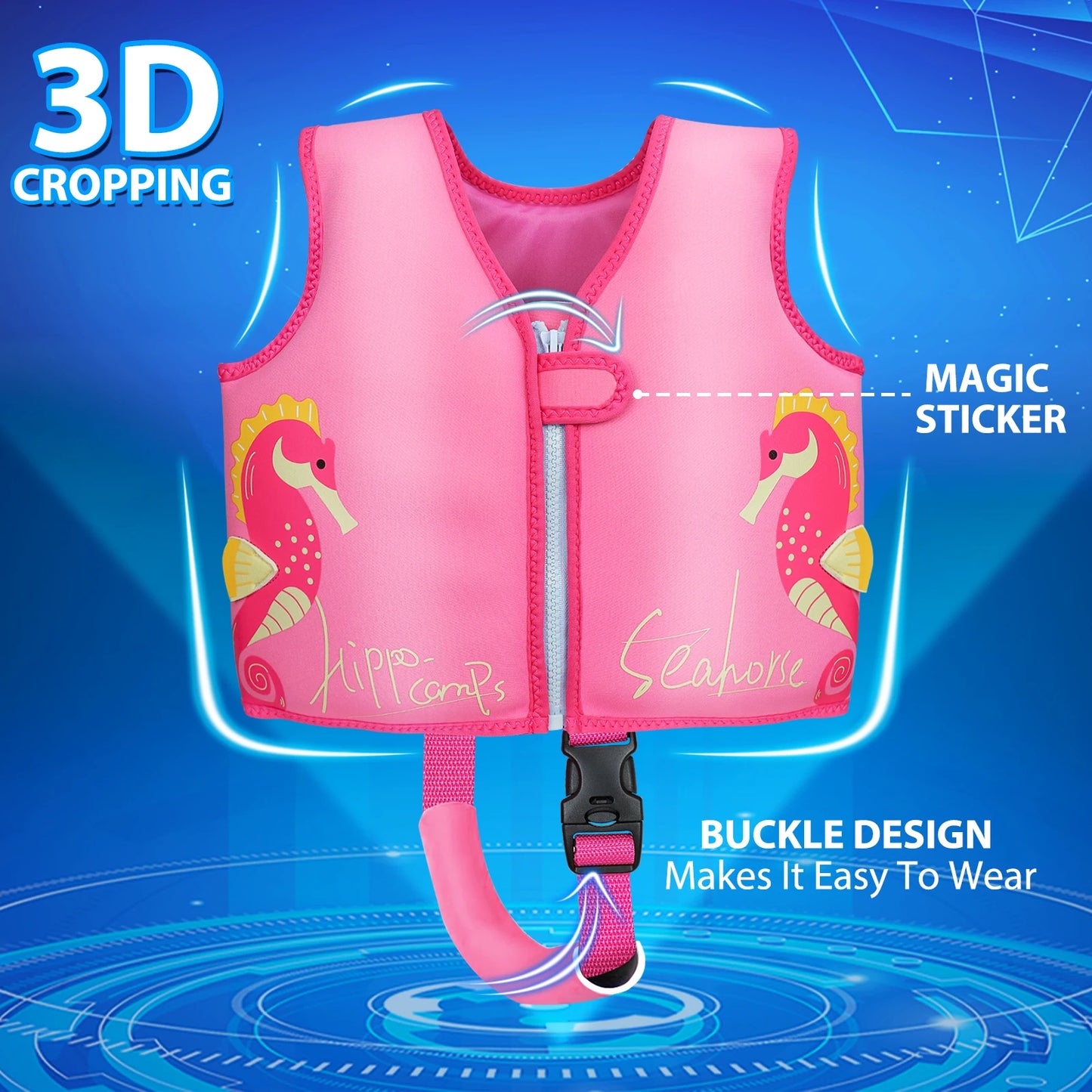 Neoprene Children's Life Jacket Wakeboard Jet Surf Surfing Buoyancy Aid Safe Buckle Jackets for Surfing Swimming Sailing Rafting
