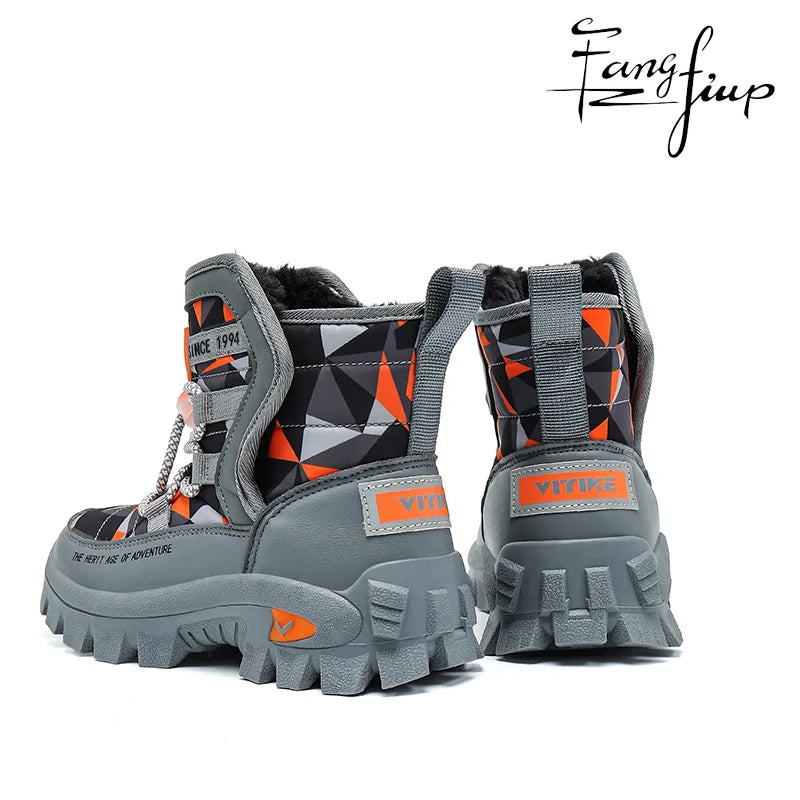 JMFCHI Kids Snow Boots Boys Hiking boots for Kids Waterproof Winter Snow Boots for Girls Warm Fur Lined Slip Resistant Outdoor