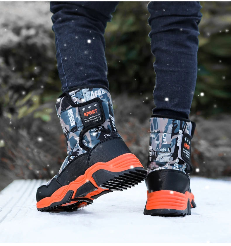 New Cute Winter Girl's Nonslip Snow Boots Kids Mountaineering Skiing Warm Felt Boots School Outdoor Activities Eur Size 31-39