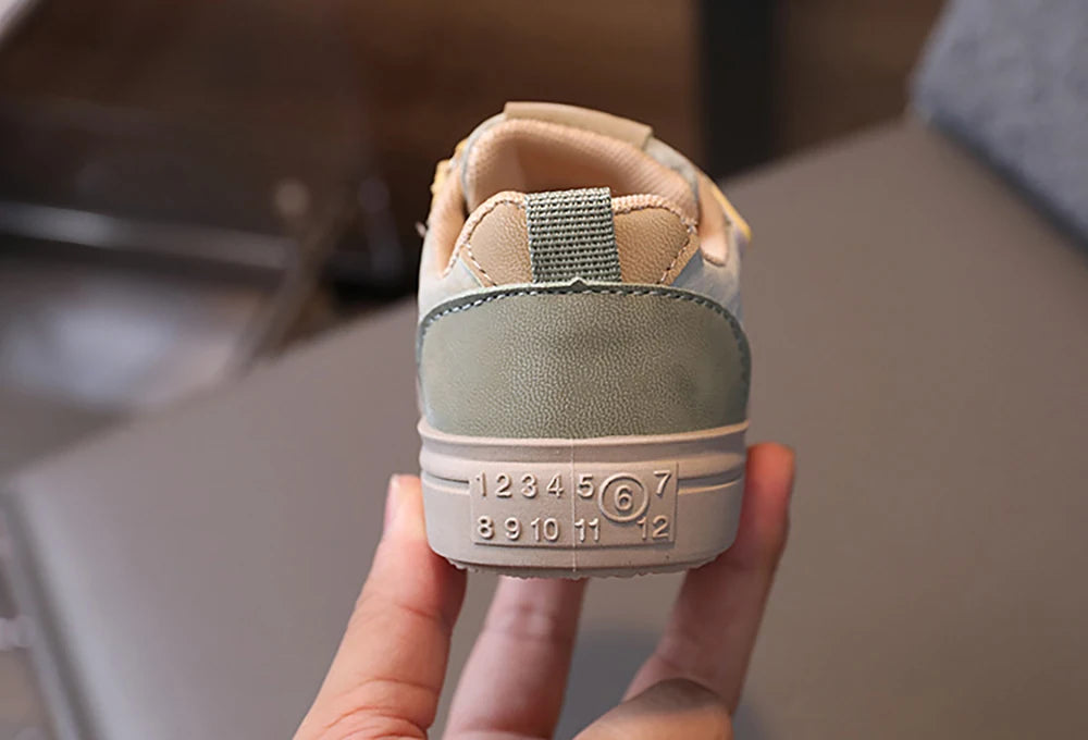 PU Leather Children Shoes Designers Kid's Sneakers Ergonomics Soft-soled Girl's Sneakers Anti-slippery Sport Shoes Toddler Shoes