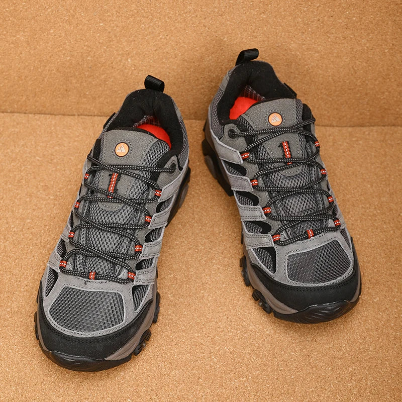 HIKEUP Hiking Shoes Men Designer Climbing Trekking Sneakers for Men Leather Outdoor Sports Work Man Shoes Run Shoes