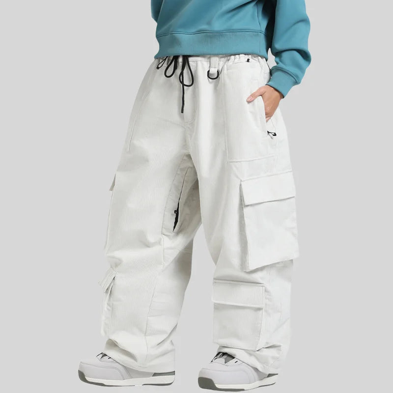 GSOU SNOW Winter Multi Pockets Ski Pants Men Loose Snow Pants Warm Windproof Skiing Trousers Outdoor Sports Breathable Britches