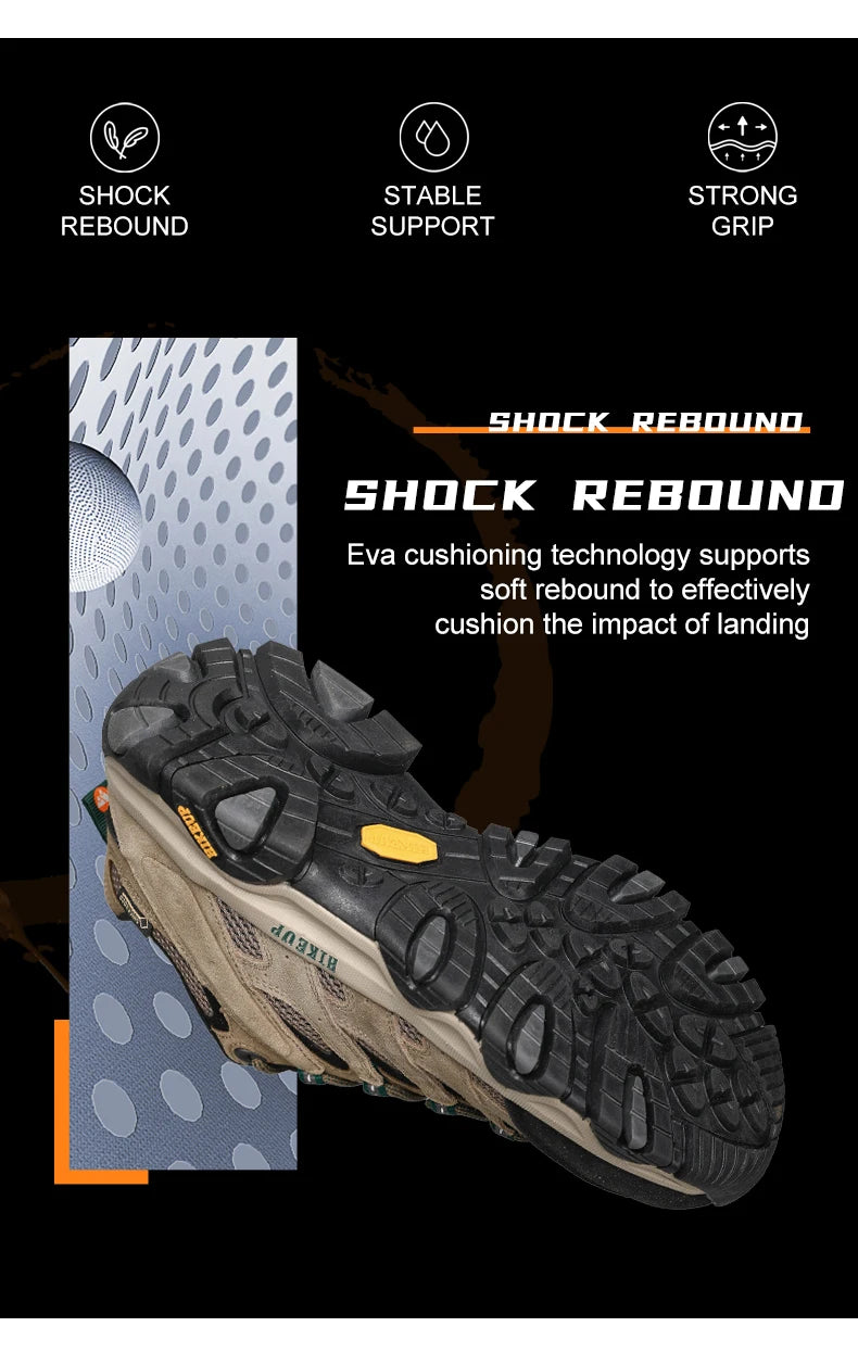 HIKEUP Hiking Shoes Men Designer Climbing Trekking Sneakers for Men Leather Outdoor Sports Work Man Shoes Run Shoes