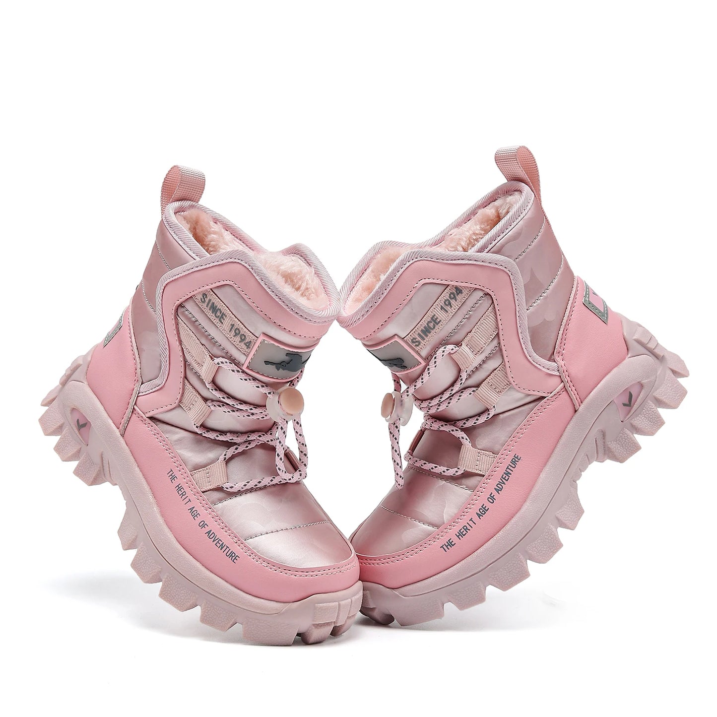 JMFCHI Kids Snow Boots Boys Hiking boots for Kids Waterproof Winter Snow Boots for Girls Warm Fur Lined Slip Resistant Outdoor
