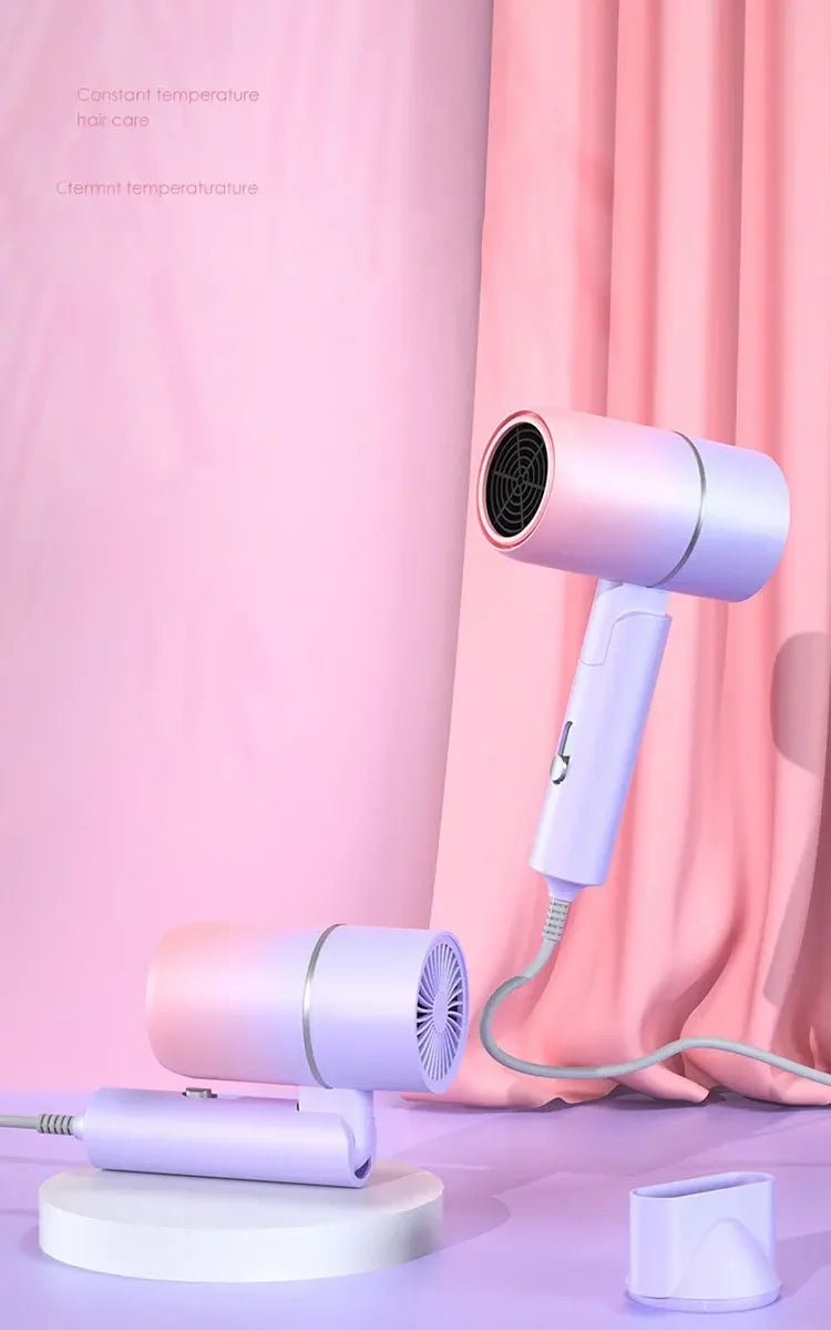 MIni Folding Hairdryer 750W with Carrying Bag Hot Air Anion Hair Care for Home Travel Hair Dryer Dormitory Blow Drier 220V-240V