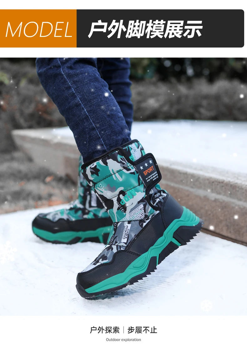 New Cute Winter Girl's Nonslip Snow Boots Kids Mountaineering Skiing Warm Felt Boots School Outdoor Activities Eur Size 31-39