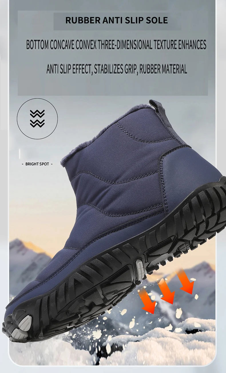 Women/Men Barefoot Snow Boots Warm Fur Shoes Non Slip Minimalist Ankle Boots Thermal Plush Shoes Comfortable for Hiking Walking