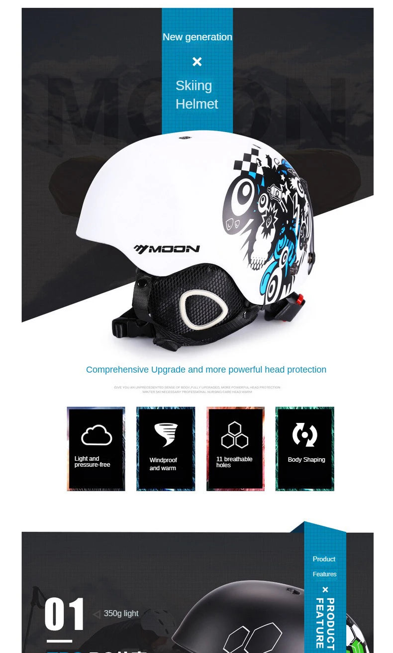 MOON Skiing Helmet Skiing Helmet Children Adult Ultralight Extreme Sports Skateboard Snowboard Helmet Snowmobile Motorcycle