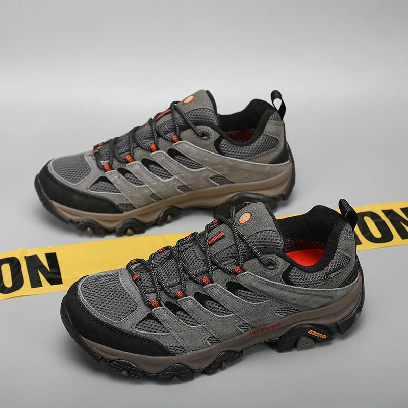 HIKEUP Hiking Shoes Men Designer Climbing Trekking Sneakers for Men Leather Outdoor Sports Work Man Shoes Run Shoes