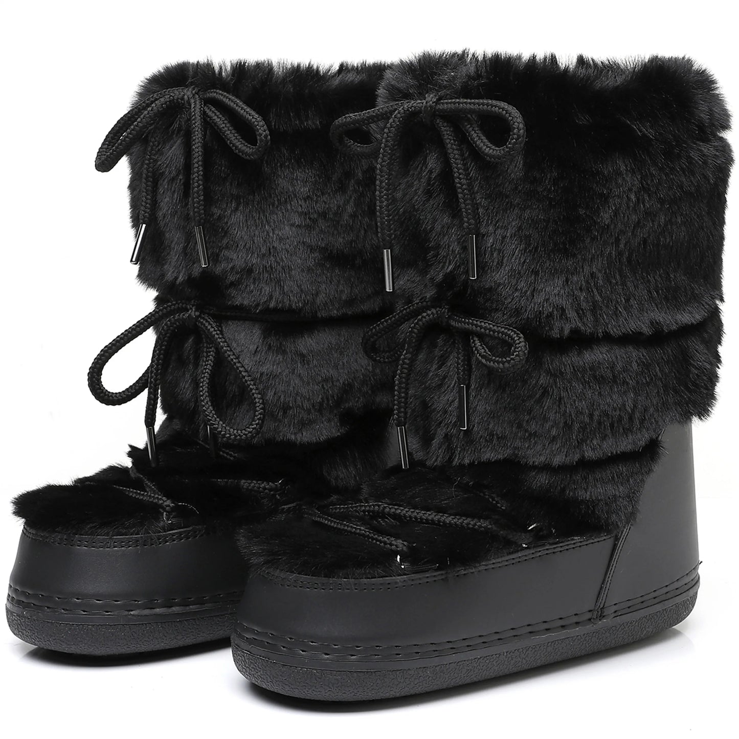 Fluffy Fur Boots 2025 Winter Fashion Sexy Faux Fox Fur Snow Boots Ladies Furry Warm Cotton Boots Female Outdoor Ski Boots
