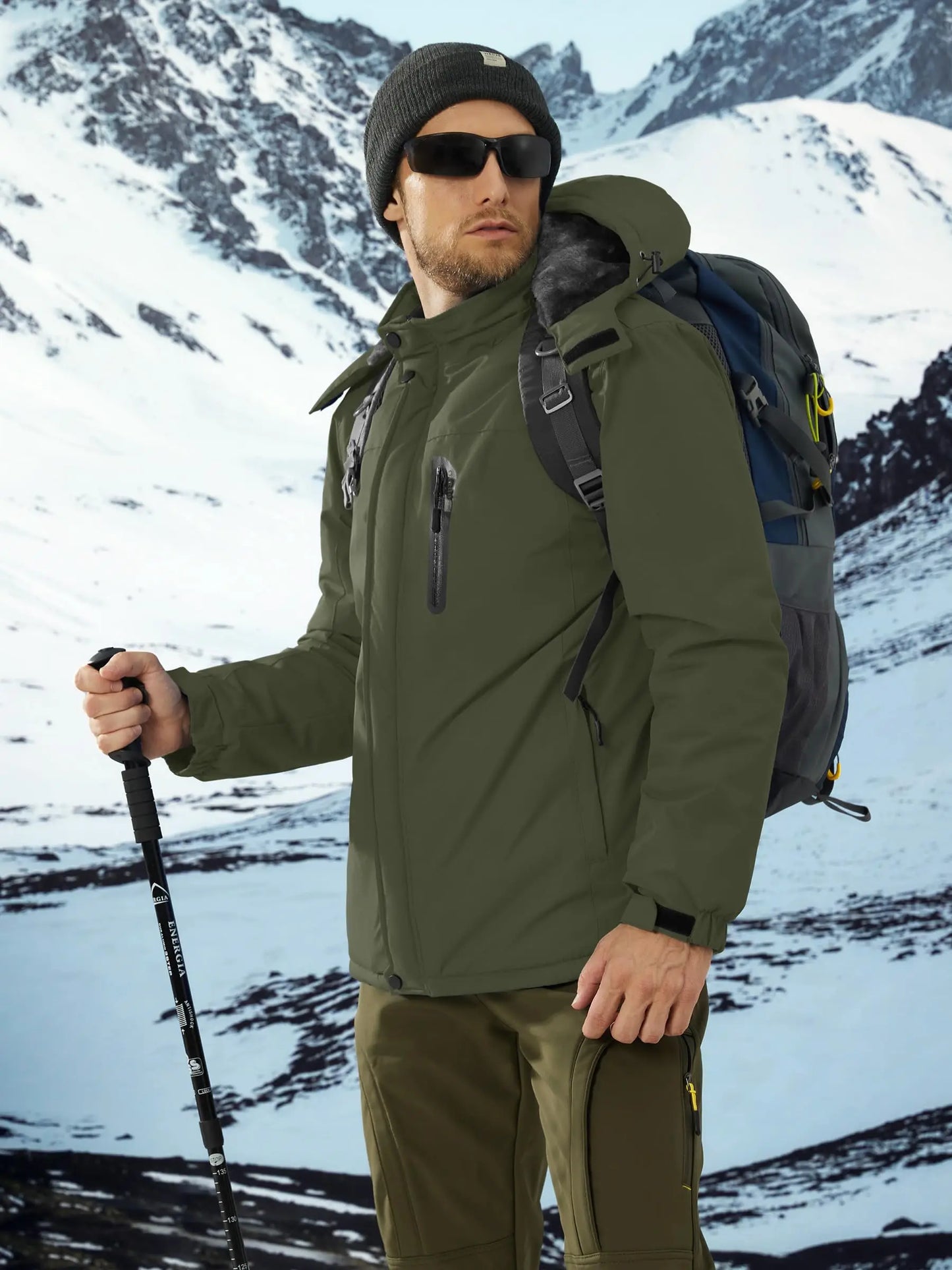 TACVASEN Winter Thicken Ski Snowboard Jacket Mens Fleece Waterproof Hiking Jackets Outdoor Mountain Trekking Windbreaker Parka