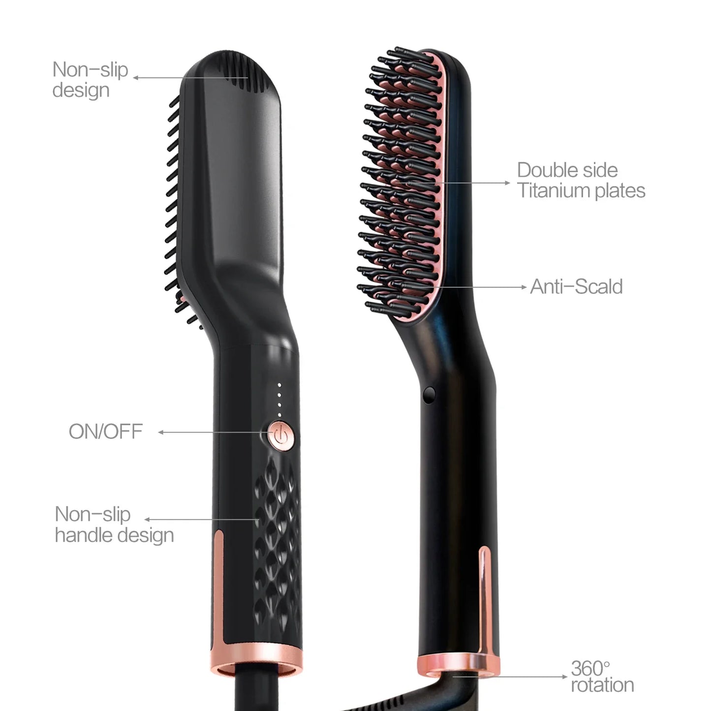 Men's Electric Beard Straightener Negative Ion Hair Straightening Brush Hair Straightener Wet & Dry Quick Styler