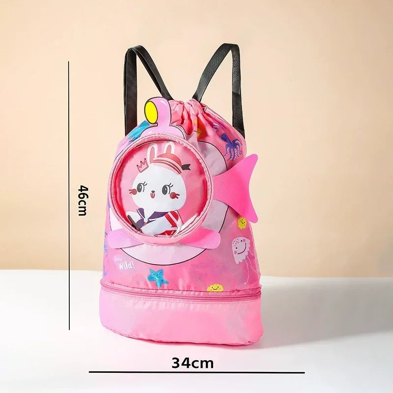 Swimming Bag Kids Waterproof Storage Shoulder Packs Hand Wet Dry Separation Bag Large Capacity Pouch Summer Swimming Backpack