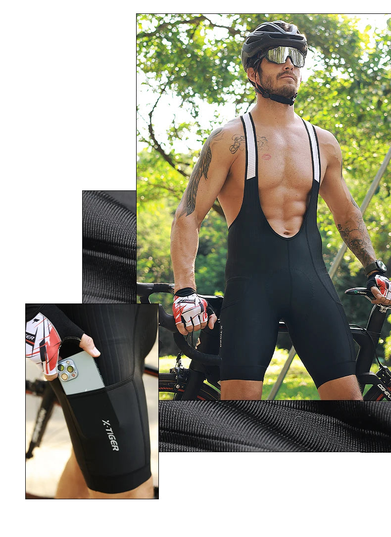 X-TIGER Pro Men's Cycling Bib Shorts Bretelle Professional Cyclist MTB Road Tights Bicycle Clothing For Long Distance Riding