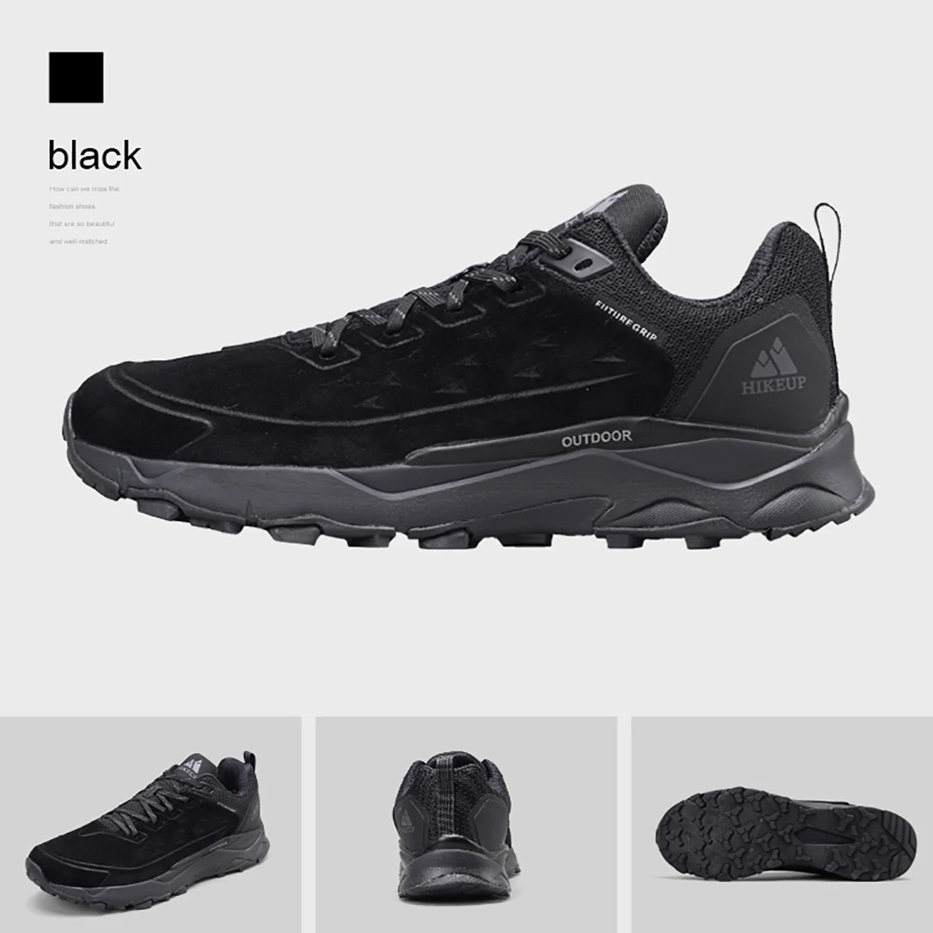 HIKEUP Latest Men's Hiking Shoes Wear-resistant Non-slip Outdoor Sneaker Rock Climbing Trekking Hunting Men Sports Suede Leather