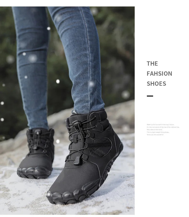 Men Women Waterproof Winter Boots Snow Barefoot Casual Shoes Outdoor Warm Work Shoes Ankle Shoes for Trekking Climbing Hiking