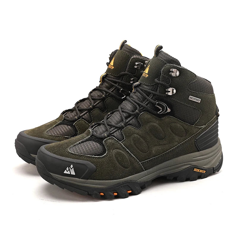 HIKEUP High-Top Men Hiking Boot Winter Outdoor Shoes Lace-Up Non-slip Sports Casual Trekking Boots Man Suede Warm Shoes