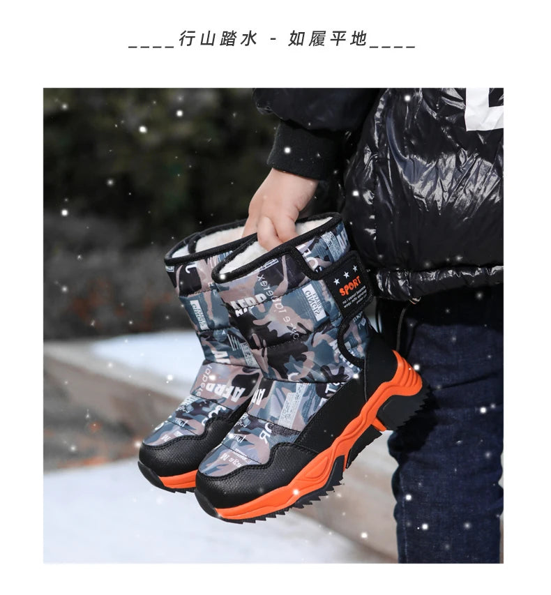 New Cute Winter Girl's Nonslip Snow Boots Kids Mountaineering Skiing Warm Felt Boots School Outdoor Activities Eur Size 31-39
