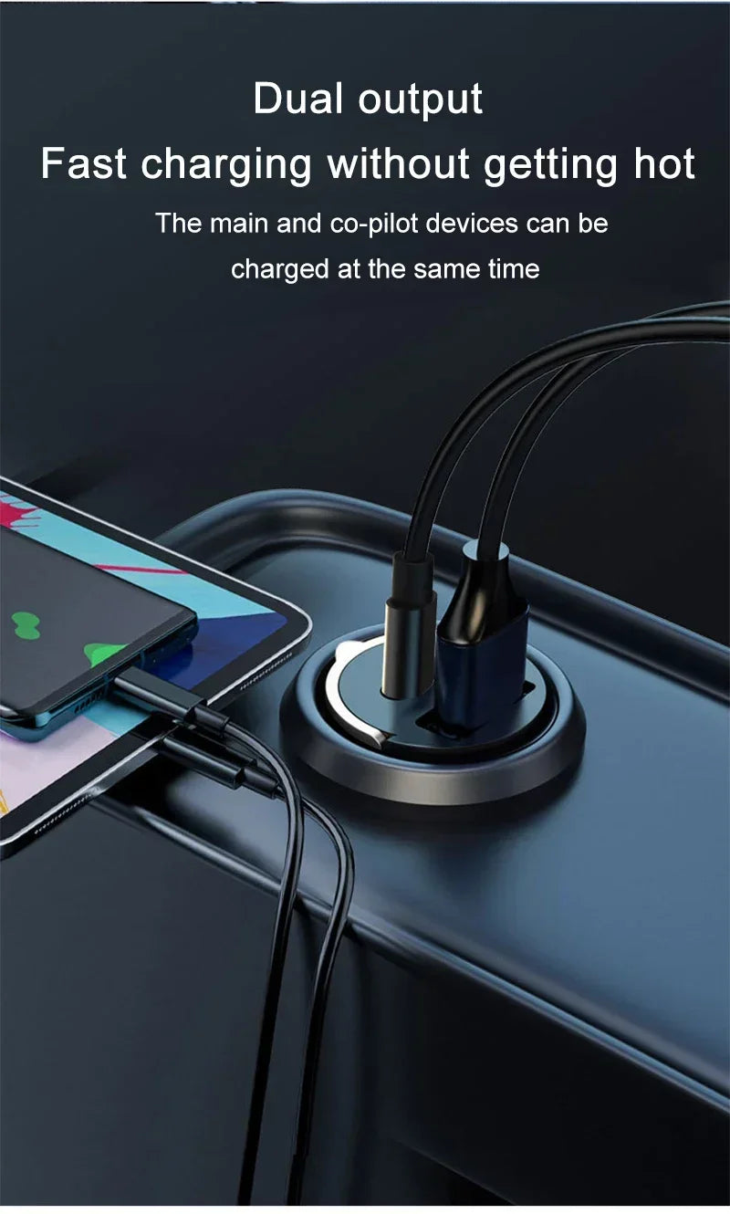 200W Mini Pull Ring Car Charger Dual USB Fast Chargingfor iPhone Huawei Xiaomi Samsung QC 3.0 Phone convenient Charger Adapter