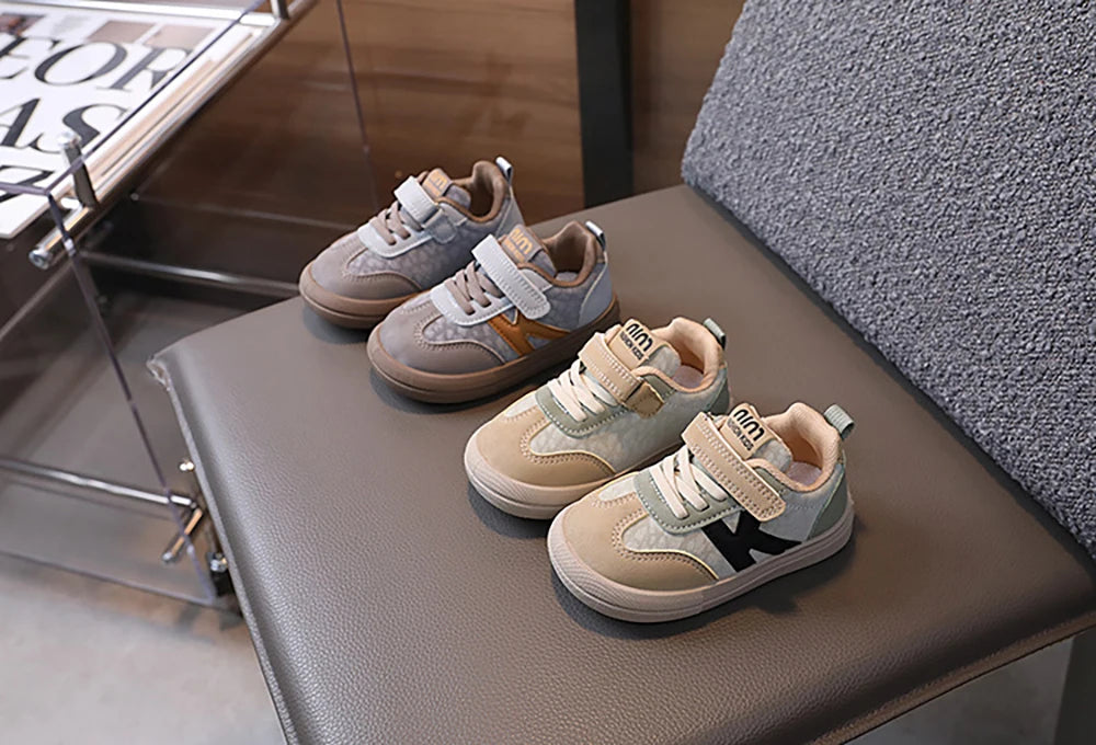 PU Leather Children Shoes Designers Kid's Sneakers Ergonomics Soft-soled Girl's Sneakers Anti-slippery Sport Shoes Toddler Shoes