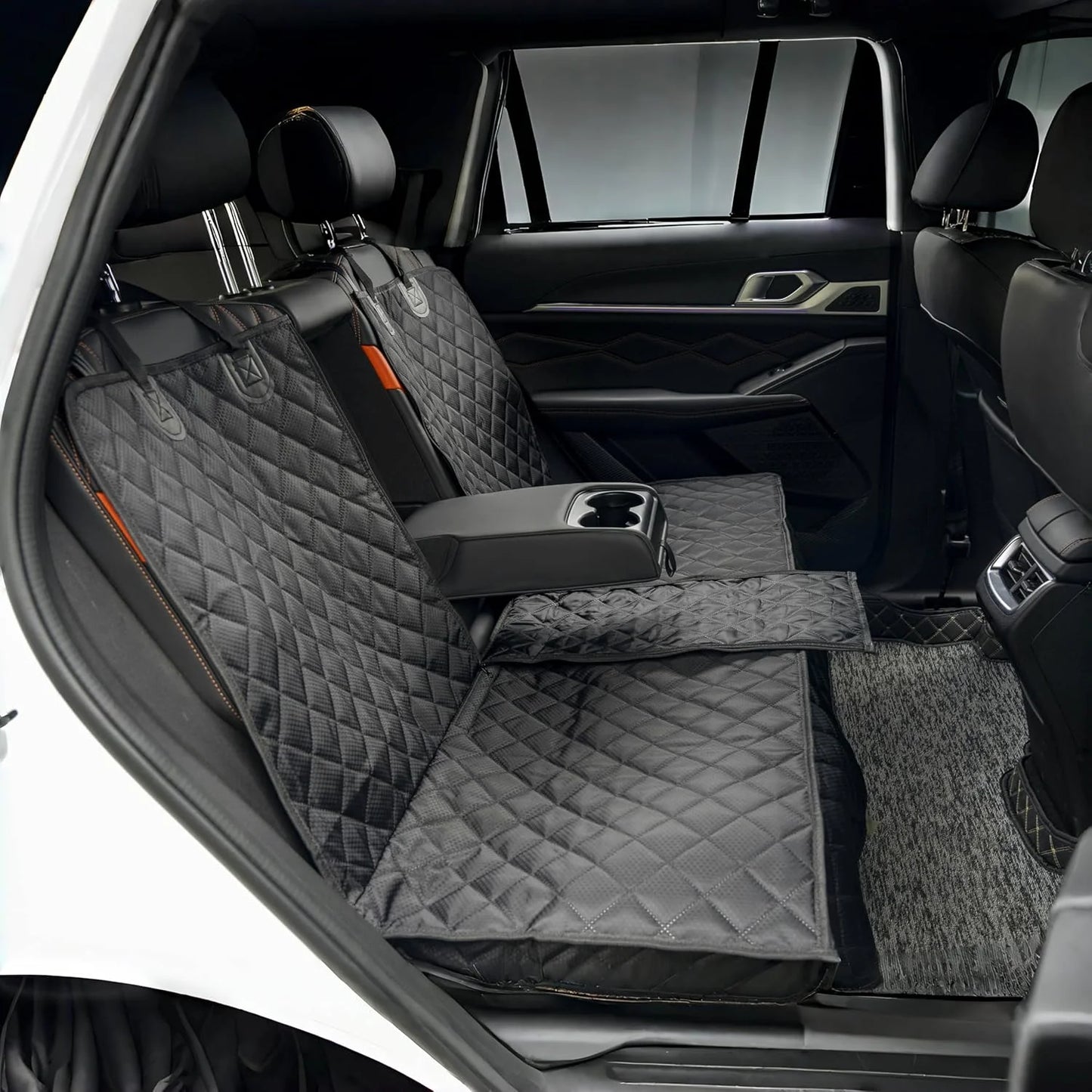 black seat covers installed in a car