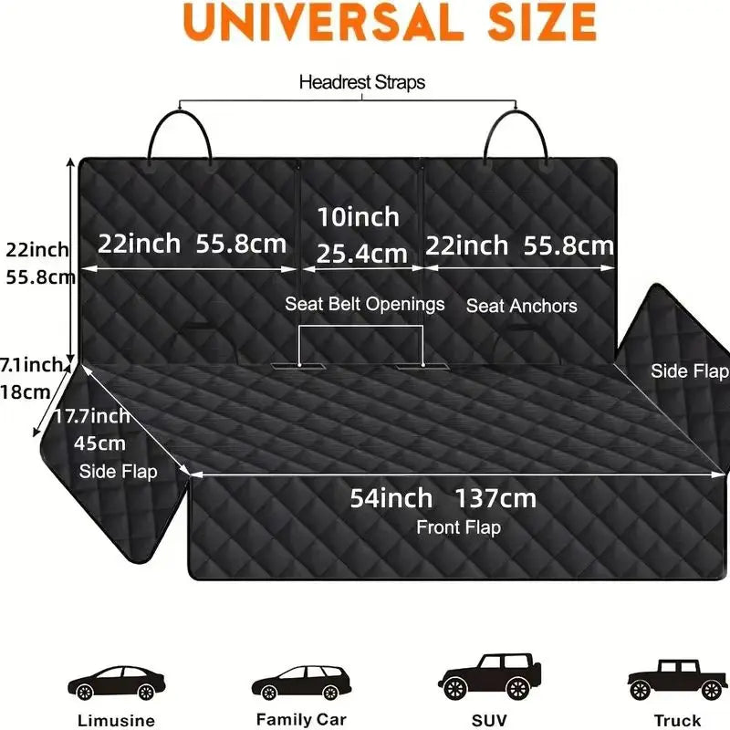 measurement chart for Back Seat Cover for Dogs