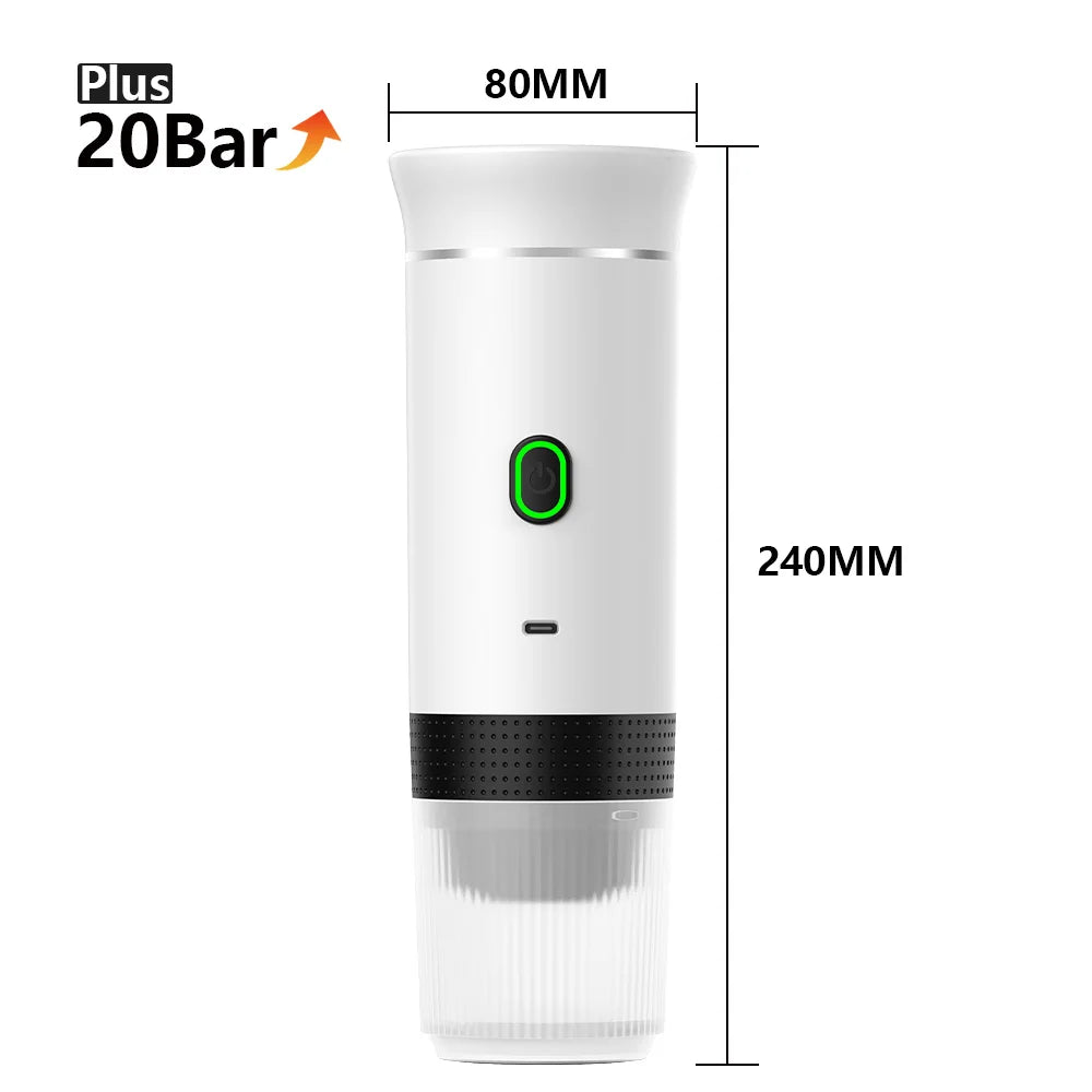 espresso portable coffee maker battery powered in white color