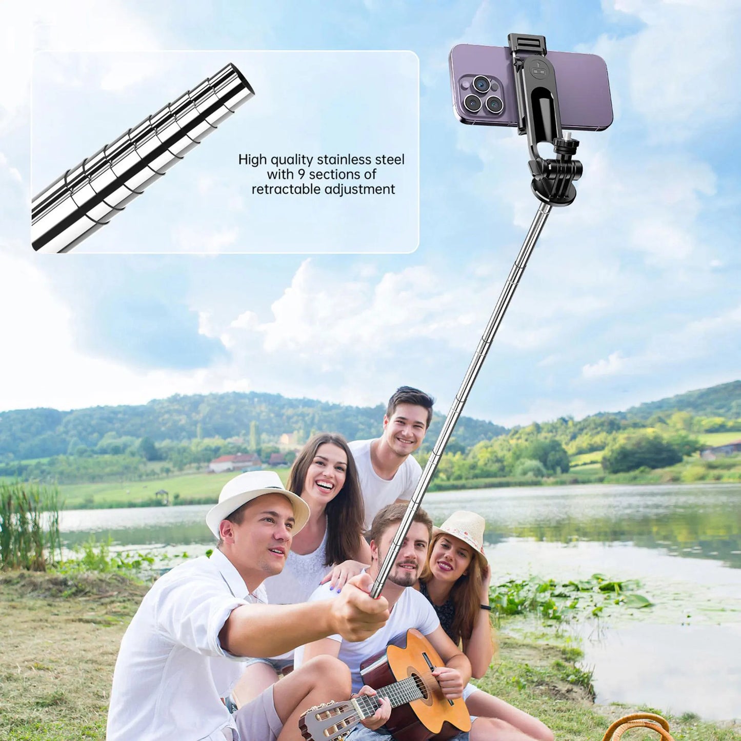 Using the selfie stick tripod outdoors while traveling