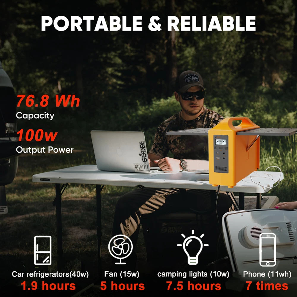 Gaiaray 100W Portable Power Station UPS Solar Power Generator 110V/220V LiFePO4 Charging Stations With Solar Panel for Camping