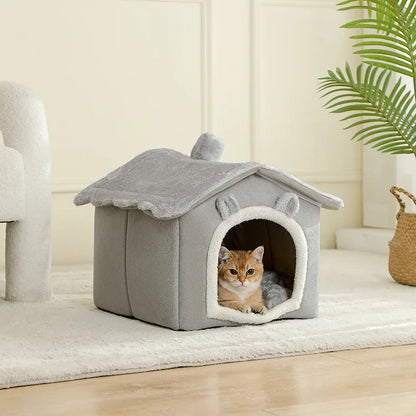Compact foldable pet house for cats