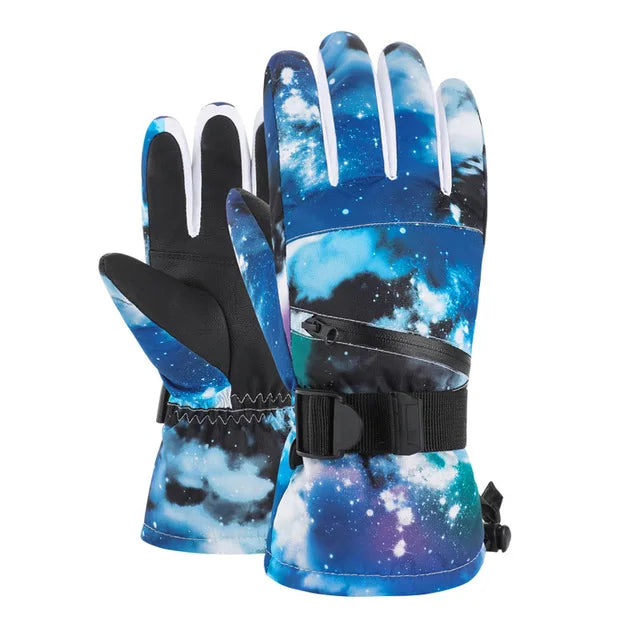 Winter Snowboard Ski Gloves PU Leather Non-slip Touch Screen Waterproof Motorcycle Cycling Fleece Warm Snow Gloves Unisex