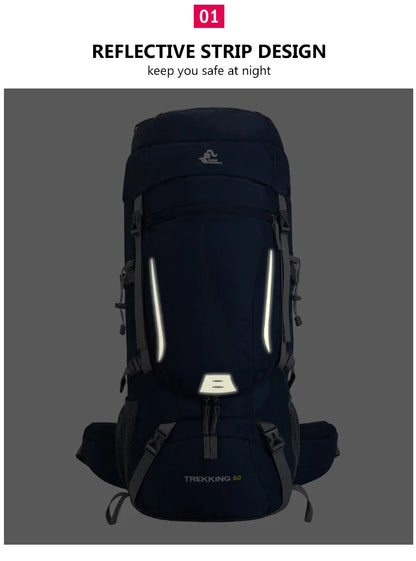 Men's 60L Large Hiking Mountaineering Backpack Climbing Hiking Backpack Camping Backpack Sport Outdoor Rucksack Bag  XA108Y