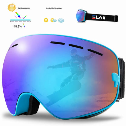 ELAX BRAND NEW Double Layers Anti-Fog Ski Goggles Snow Snowboard Glasses Snowmobile Eyewear Outdoor Sport Googles