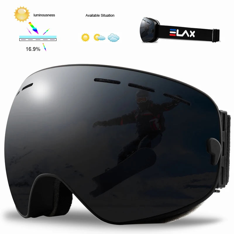 ELAX BRAND NEW Double Layers Anti-Fog Ski Goggles Snow Snowboard Glasses Snowmobile Eyewear Outdoor Sport Googles