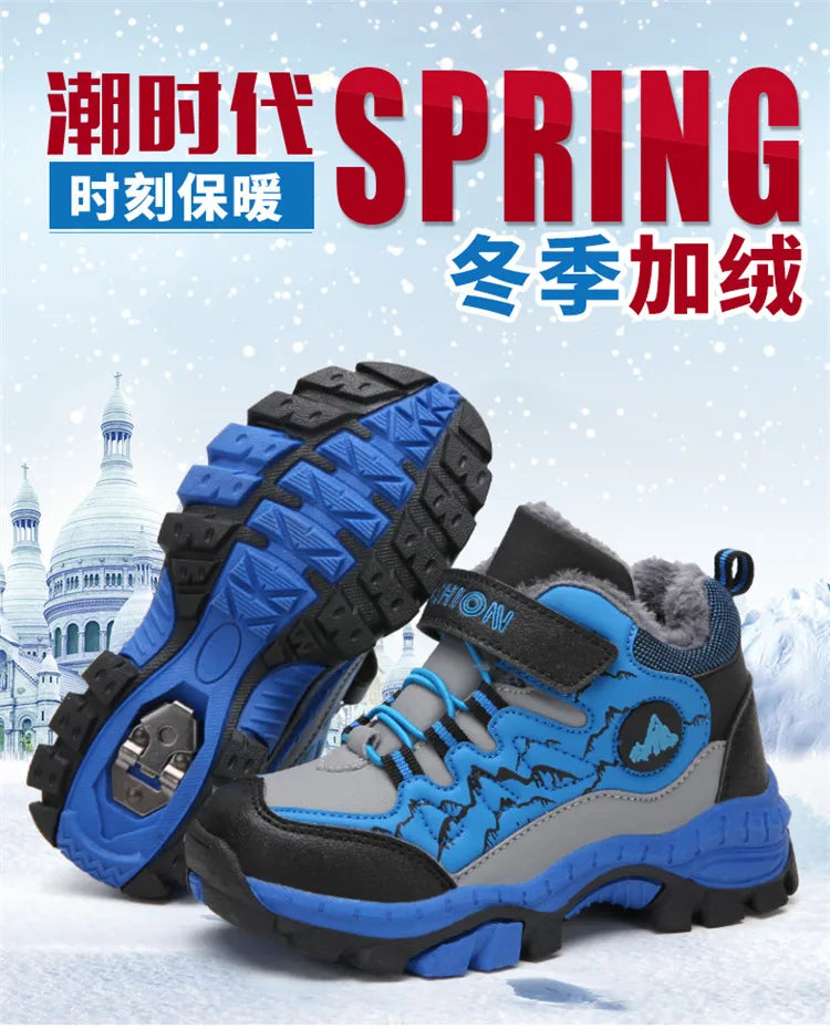 New Classic Snow Boot Boy Wear Resisting Outdoor Sports Hiking Shoes Climbing Shoes Anti Skid Claw Footwear Children Sneakers