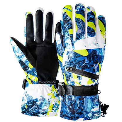 Winter Snowboard Ski Gloves PU Leather Non-slip Touch Screen Waterproof Motorcycle Cycling Fleece Warm Snow Gloves Unisex