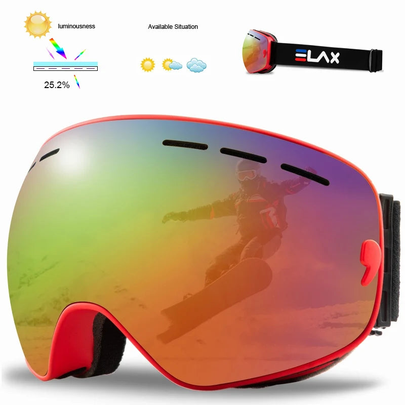 ELAX BRAND NEW Double Layers Anti-Fog Ski Goggles Snow Snowboard Glasses Snowmobile Eyewear Outdoor Sport Googles