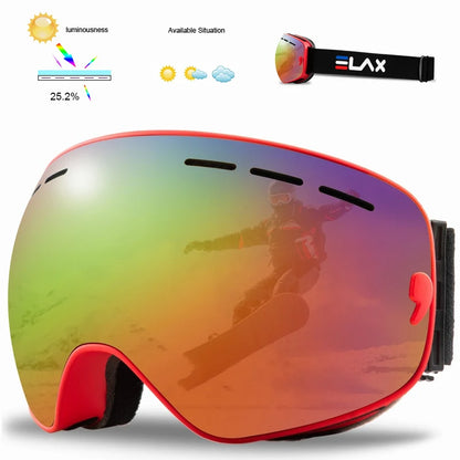 ELAX BRAND NEW Double Layers Anti-Fog Ski Goggles Snow Snowboard Glasses Snowmobile Eyewear Outdoor Sport Googles