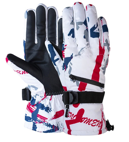 Winter Snowboard Ski Gloves PU Leather Non-slip Touch Screen Waterproof Motorcycle Cycling Fleece Warm Snow Gloves Unisex