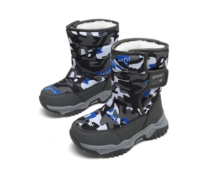 Baasploa Children Snow Boots Winter Plush Warm Ankle Boots For Boys Girls New Fashion Waterproof Cotton Shoes Non-Slip Outdoor