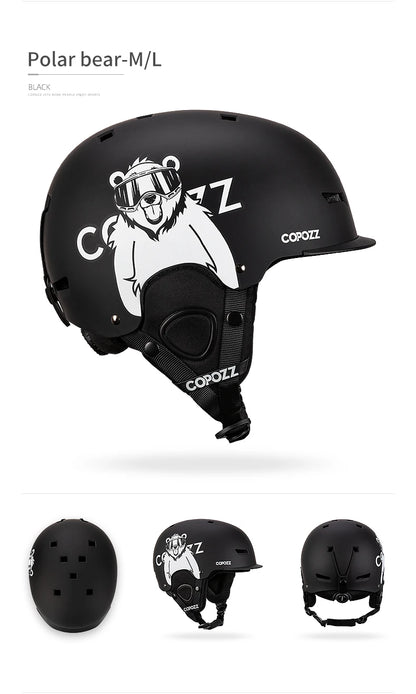 COPOZZ New Ski helmet Cartoons Half-covered Anti-impact Safety Helmet Cycling Ski Snowboard Sports Helmet For Adult and Kids