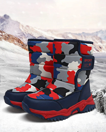 Baasploa Children Snow Boots Winter Plush Warm Ankle Boots For Boys Girls New Fashion Waterproof Cotton Shoes Non-Slip Outdoor