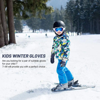 Winter Kids Snowboard Ski Gloves Nylon Non-slip Children Boys Girls Waterproof Cycling Thermal Fleece Warm Snow Gloves