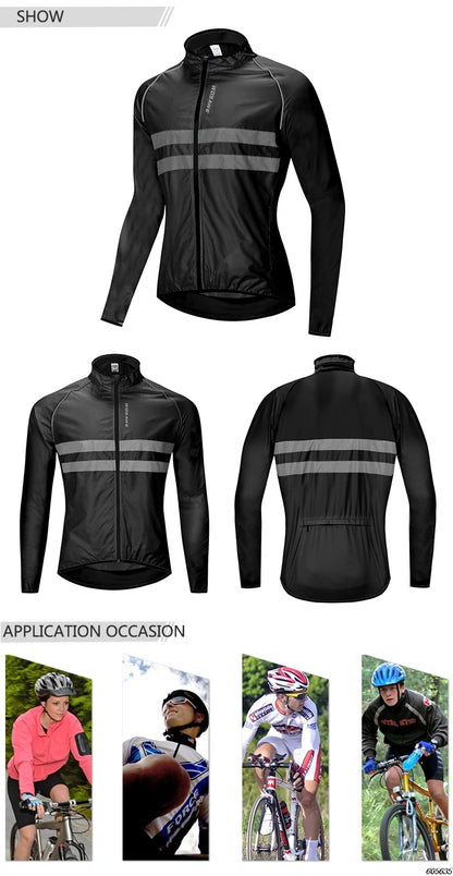 WOSAWE Men Cycling Windbreaker MTB Bicycle Long Sleeve Coat Water Resistant Outdoor Sport Jersey Bike Jacket Cycling Clothing