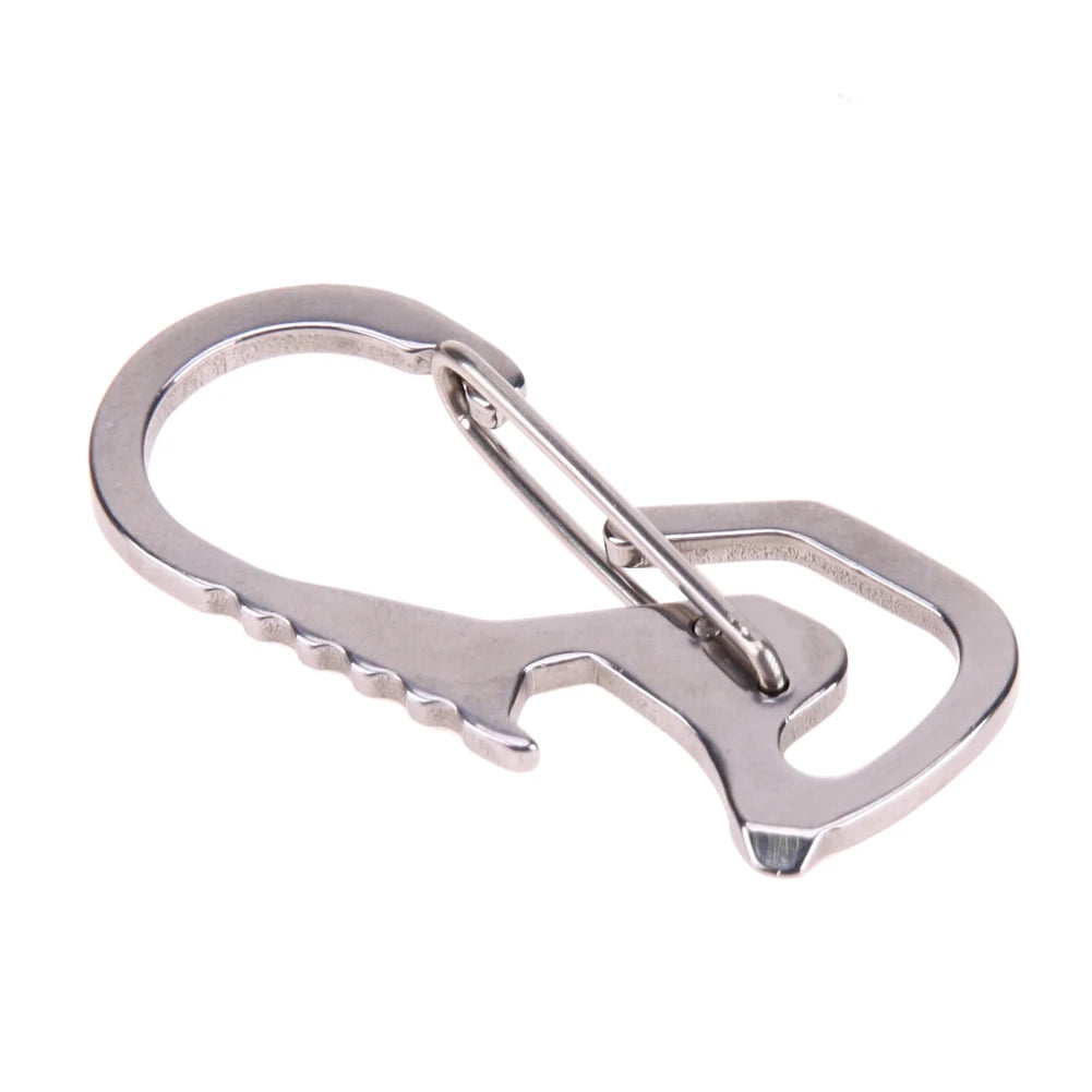 Carabiner Keychain Hook Outdoor Stainless Steel Carabiner Cap Lifter Hex Driver Bottle Opener Keychain Ring Climbing Accessorie