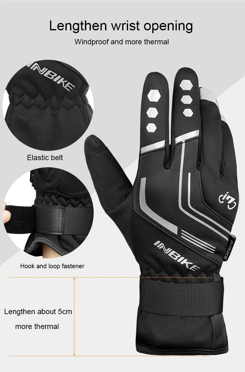 INBIKE Winter Cycling Gloves for Men Women Warm Fleece Biking Glove for Riding Bicycle Gloves Waterproof Touchscreen Accessories
