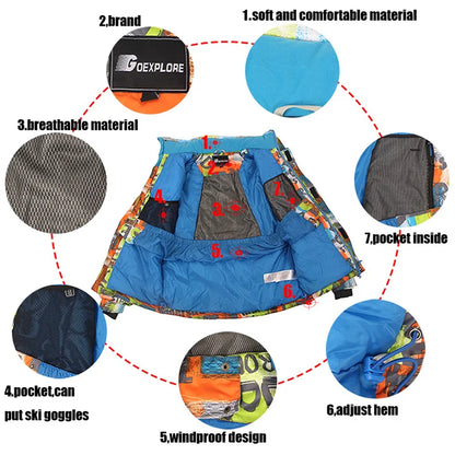 Clearence Goexplore Ski Jacket Male Waterproof Windproof -30 Snowboard Snow Jacket Men Hiking Outdoor Winter Clothes Outerwear