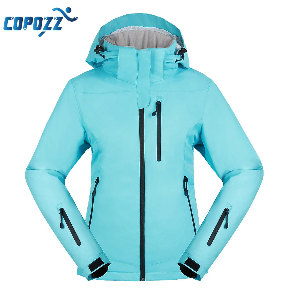 COPOZZ Ski Jacket Women Snowboard Jacket Ski Coat Female Winter Outdoor Warm Waterproof Windproof Breathable Clothes Hooded