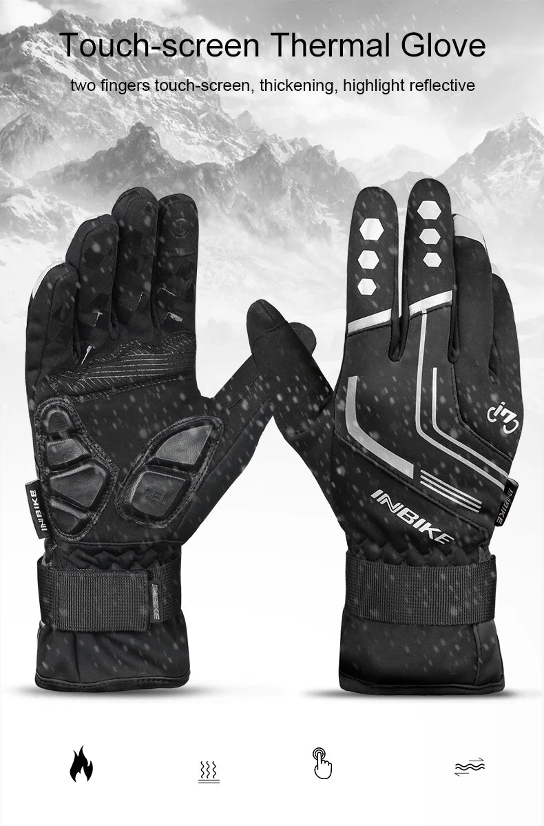 INBIKE Winter Cycling Gloves for Men Women Warm Fleece Biking Glove for Riding Bicycle Gloves Waterproof Touchscreen Accessories